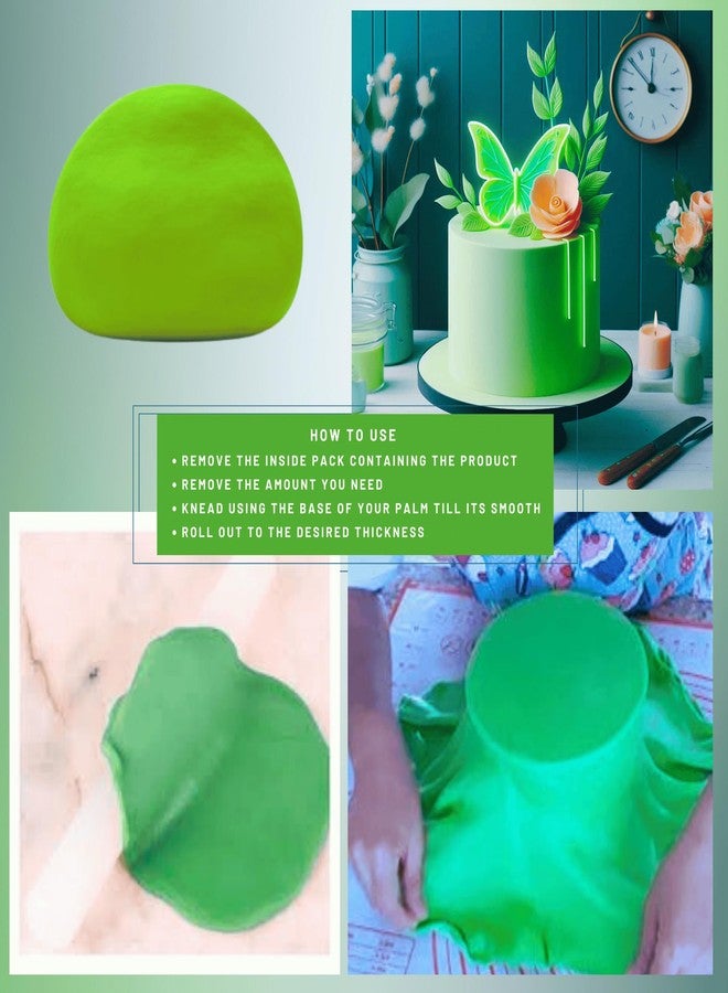 Confect Neon Green Christmas Fondant | Edible Fondant for Cake Decoration | Easy To Roll | Chef's Choice for Cake Decorating | Vegan, Gluten-Free, Nut-Free, Palm Oil-Free - 250 Gms - Image 3